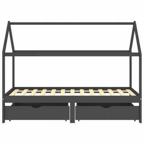 Okvir za dječji krevet s ladicama tamnosivi 90x200 cm borovina - Tamno siva 90 x 200 cm 2 ladice Cijena
