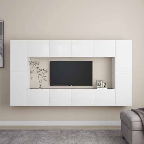 8-dijelni set TV ormarića bijeli od konstruiranog drva - Bijela 1 80 cm Cijena