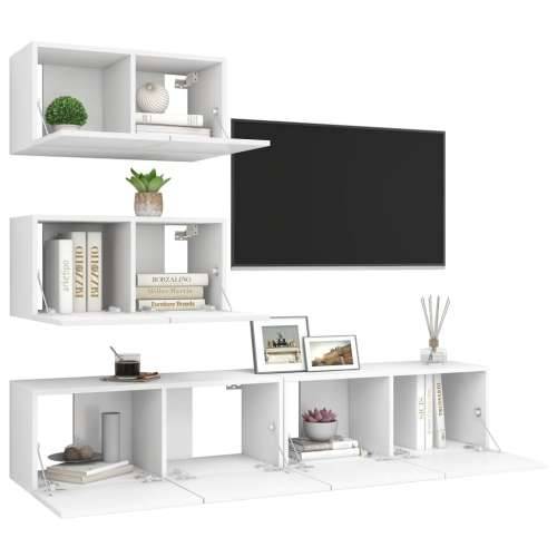 4-dijelni set TV ormarića bijeli od konstruiranog drva - Bijela 4 60 cm Cijena