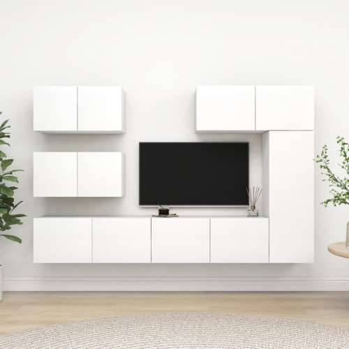6-dijelni set TV ormarića bijeli od konstruiranog drva - Bijela 6 80 cm Cijena