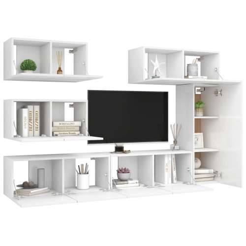 6-dijelni set TV ormarića bijeli od konstruiranog drva - Bijela 6 80 cm Cijena