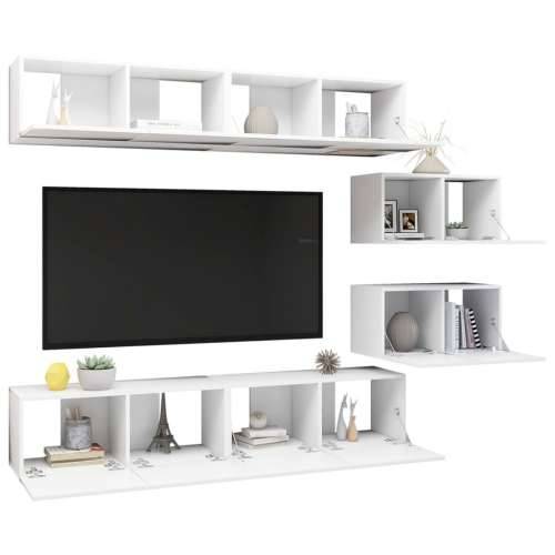 6-dijelni set TV ormarića bijeli od konstruiranog drva - Bijela 6 80 cm Cijena