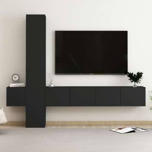 5-dijelni set TV ormarića od konstruiranog drva crni - Crna 1 160 cm Cijena