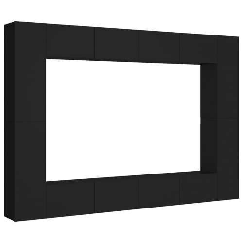 8-dijelni set TV ormarića crni od konstruiranog drva - Crna 1 100 cm Cijena