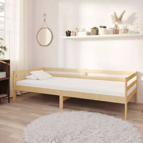 Dnevni ležaj s madracem 90 x 200 cm od masivne borovine - Smeđa Cijena
