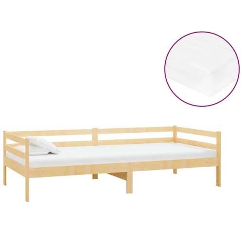 Dnevni ležaj s madracem 90 x 200 cm od masivne borovine - Smeđa Cijena