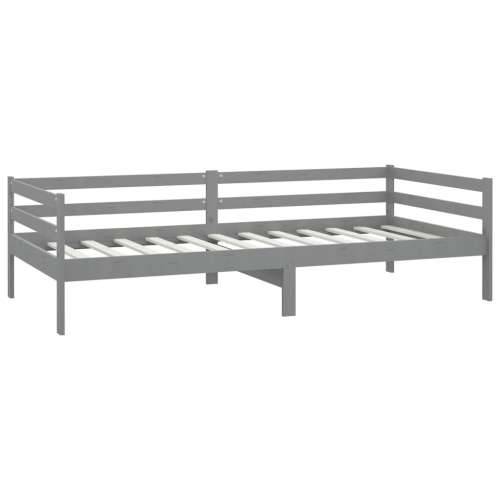 Dnevni ležaj s madracem 90 x 200 cm sivi od masivne borovine - Siva Cijena