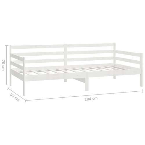 Dnevni ležaj s madracem 90 x 200 cm bijeli od masivne borovine - Bijela Cijena