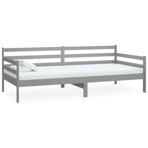 Dnevni ležaj s madracem 90 x 200 cm sivi od masivne borovine - Siva Cijena