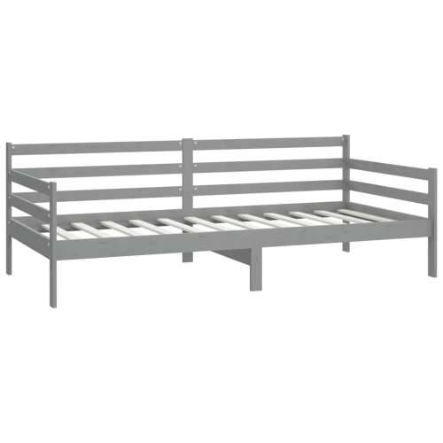Dnevni ležaj s madracem 90 x 200 cm sivi od masivne borovine - Siva Cijena