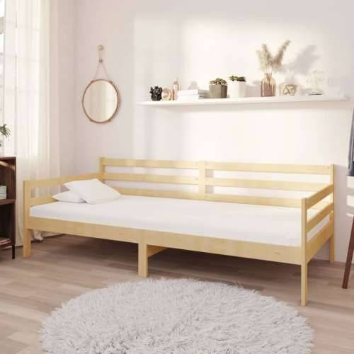 Dnevni ležaj s madracem 90 x 200 cm od masivne borovine - Smeđa Cijena