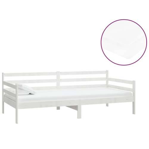 Dnevni ležaj s madracem 90 x 200 cm bijeli od masivne borovine - Bijela Cijena