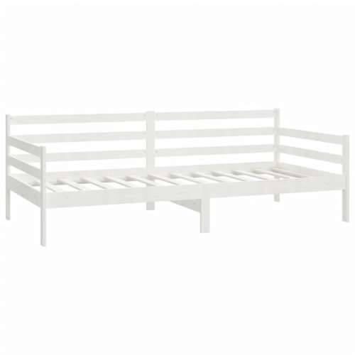 Dnevni ležaj s madracem 90 x 200 cm bijeli od masivne borovine - Bijela Cijena