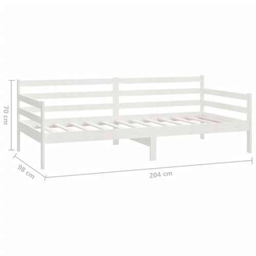 Dnevni ležaj s madracem 90 x 200 cm bijeli od masivne borovine - Bijela Cijena