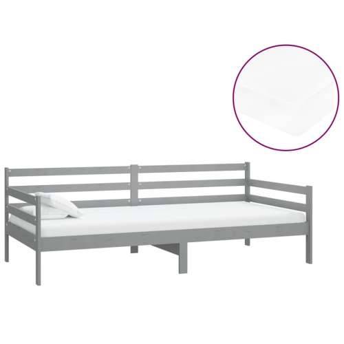 Dnevni ležaj s madracem 90 x 200 cm sivi od masivne borovine - Siva Cijena