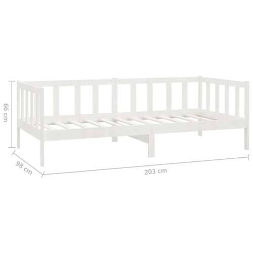 Dnevni ležaj s madracem 90 x 200 cm bijeli od masivne borovine - Bijela Cijena