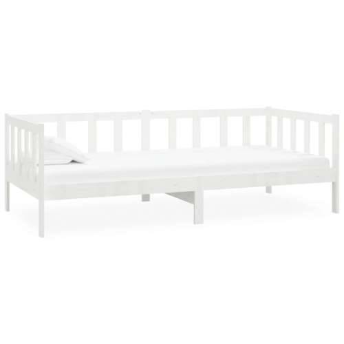 Dnevni ležaj s madracem 90 x 200 cm bijeli od masivne borovine - Bijela Cijena