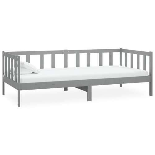 Dnevni ležaj s madracem 90 x 200 cm sivi od masivne borovine - Siva Cijena