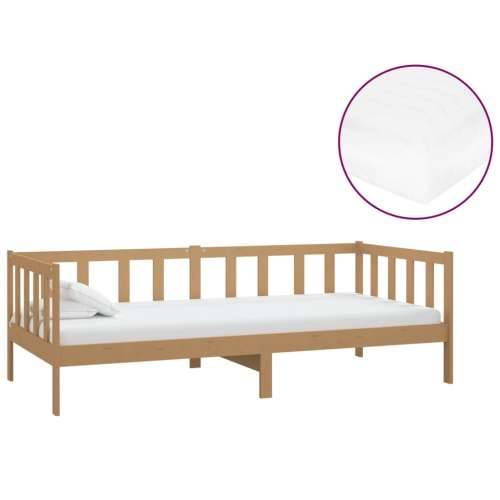Dnevni ležaj s madracem 90x200 cm boja meda od masivne borovine boja meda Cijena