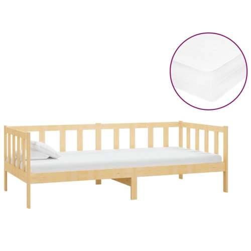 Dnevni ležaj s madracem 90 x 200 cm od masivne borovine - Prirodna Cijena
