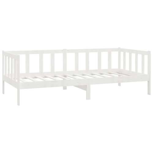 Dnevni ležaj s madracem 90 x 200 cm bijeli od masivne borovine - Bijela Cijena