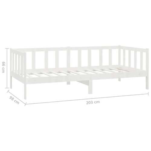 Dnevni ležaj s madracem 90 x 200 cm bijeli od masivne borovine - Bijela Cijena