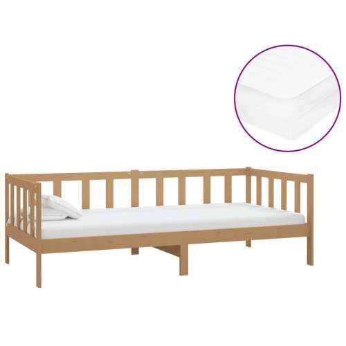 Dnevni ležaj s madracem 90x200 cm boja meda od masivne borovine boja meda Cijena