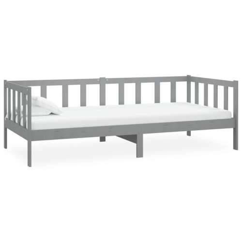 Dnevni ležaj s madracem 90 x 200 cm sivi od masivne borovine - Siva Cijena