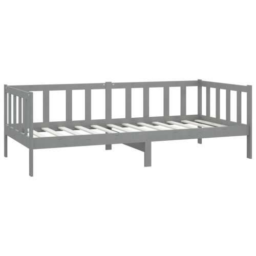 Dnevni ležaj s madracem 90 x 200 cm sivi od masivne borovine - Siva Cijena