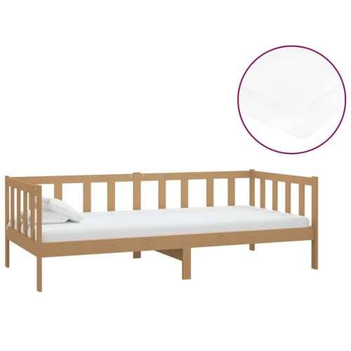 Dnevni ležaj s madracem 90x200 cm boja meda od masivne borovine - boja meda Cijena