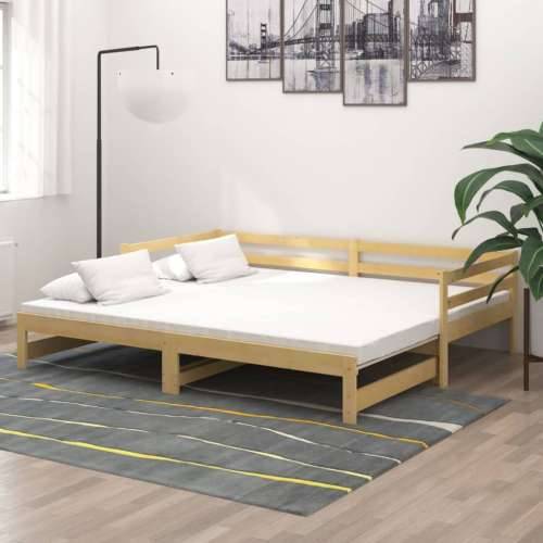 Dnevni ležaj na izvlačenje 2 x (90 x 200) cm masivna borovina Prirodna Cijena