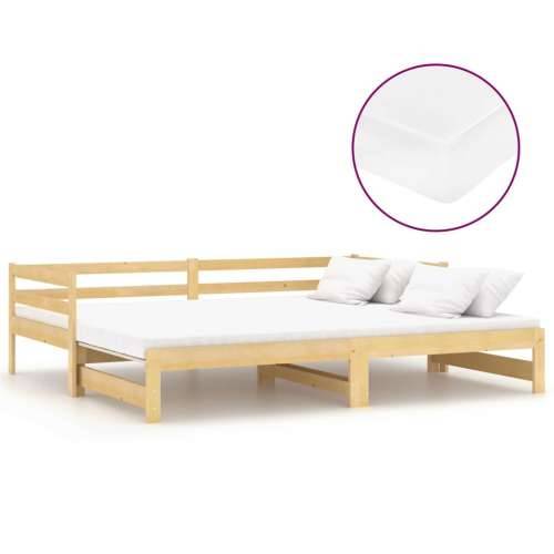 Dnevni ležaj na izvlačenje 2 x (90 x 200) cm masivna borovina Prirodna Cijena
