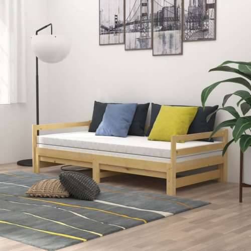 Dnevni ležaj na izvlačenje 2 x (90 x 200) cm masivna borovina Prirodna Cijena
