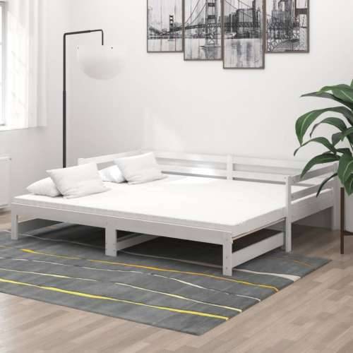 Dnevni ležaj na izvlačenje 2 x (90 x 200) cm bijeli od borovine - Bijela Cijena