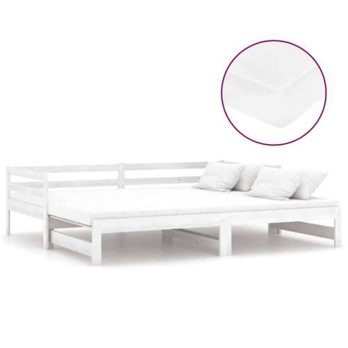 Dnevni ležaj na izvlačenje 2 x (90 x 200) cm bijeli od borovine - Bijela Cijena