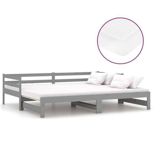 Dnevni ležaj na izvlačenje 2 x (90 x 200) cm sivi od borovine - Siva Cijena