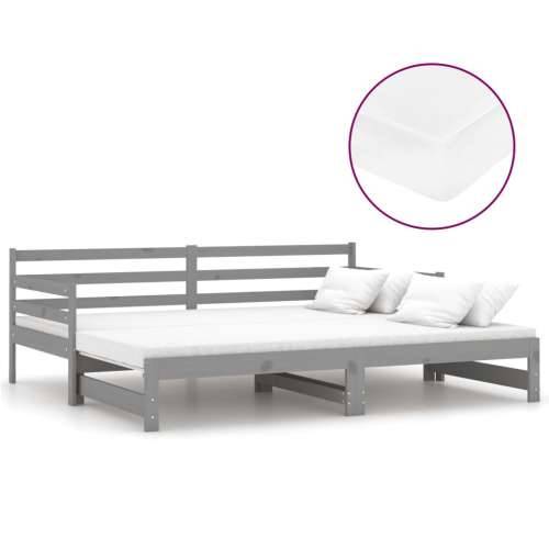 Dnevni ležaj na izvlačenje 2 x (90 x 200) cm sivi od borovine Siva Cijena
