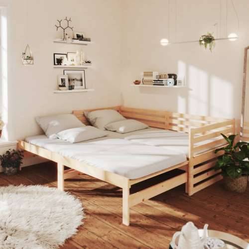 Dnevni ležaj na izvlačenje 2 x (90 x 200) cm masivna borovina - Prirodna Cijena