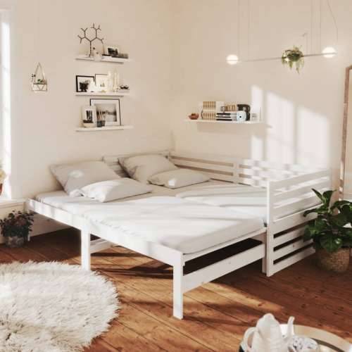 Dnevni ležaj na izvlačenje 2 x (90 x 200) cm bijeli od borovine - Bijela Cijena