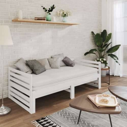 Dnevni ležaj na izvlačenje 2 x (90 x 200) cm bijeli od borovine - Bijela Cijena
