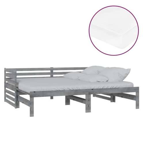 Dnevni ležaj na izvlačenje 2 x (90 x 200) cm sivi od borovine - Siva Cijena