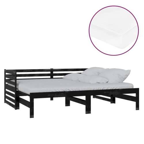Dnevni ležaj na izvlačenje 2 x (90 x 200) cm crni od borovine Crna Cijena