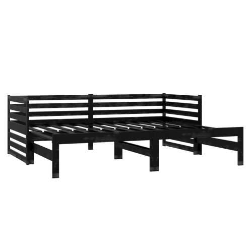 Dnevni ležaj na izvlačenje 2 x (90 x 200) cm crni od borovine Crna Cijena