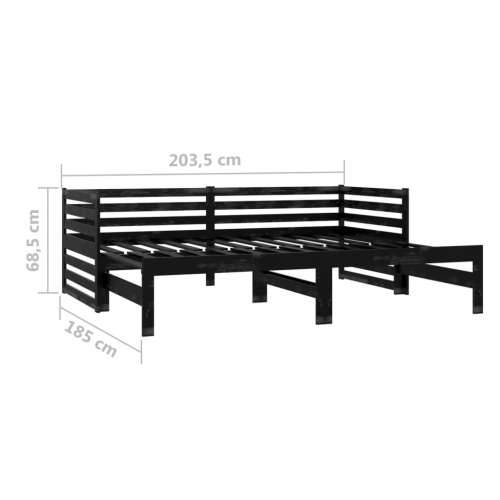 Dnevni ležaj na izvlačenje 2 x (90 x 200) cm crni od borovine Crna Cijena