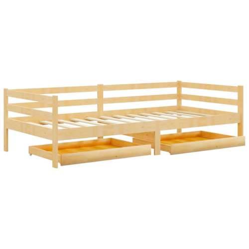 Dnevni ležaj s ladicama 90 x 200 cm od masivne borovine - Smeđa Cijena