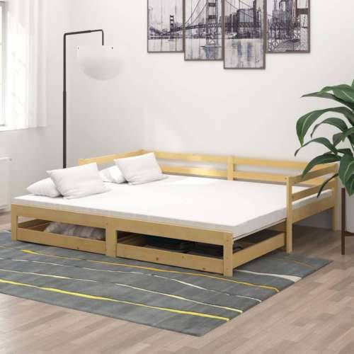 Dnevni ležaj na izvlačenje 2 x (90 x 200) cm masivna borovina Smeđa Cijena