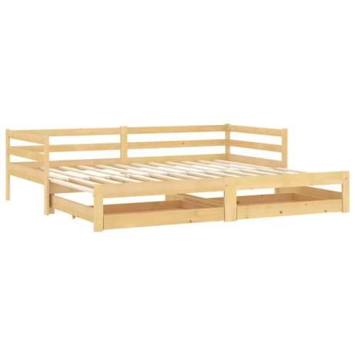 Dnevni ležaj na izvlačenje 2 x (90 x 200) cm masivna borovina Smeđa Cijena