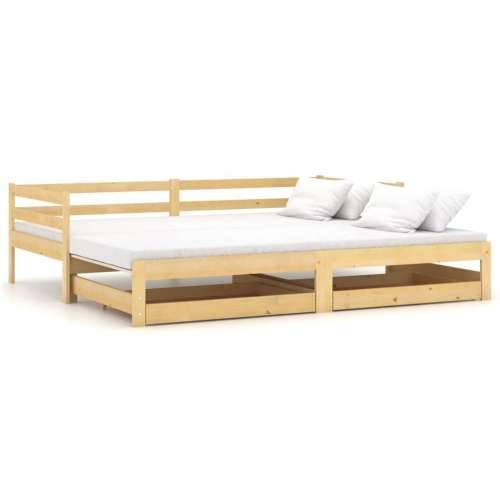 Dnevni ležaj na izvlačenje 2 x (90 x 200) cm masivna borovina Smeđa Cijena