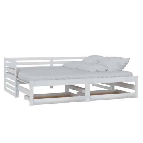 Dnevni ležaj na izvlačenje 2 x (90 x 200) cm bijeli od borovine - Bijela Cijena