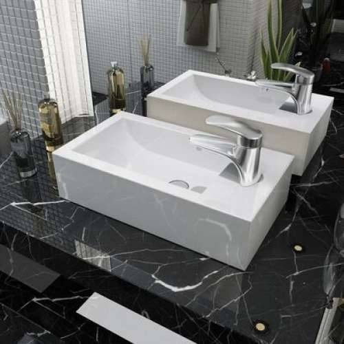 Umivaonik s Otvorom za Slavinu Keramički Bijeli 46x25,5x12 cm